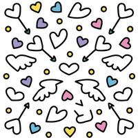 a colorful pattern of hearts and arrows vector