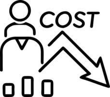 Cost reduction concept Businessman work on company cost saving with COST decreasing and down arrow economy recession low budget effective business expense reduce concept as Busine Clean vector