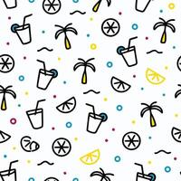 a pattern with drinks and palm trees vector