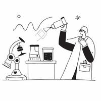 Cosmetic Chemist Developing Anti Aging Serum in Lab with Copy Space concept as Long shot of a cosmetic chemist developing an anti aging serum in a high tech lab The camera tilts d Clean Set 2 vector