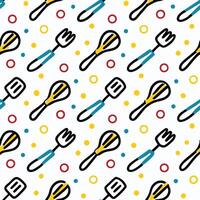 a pattern with kitchen utensils and polka dots vector