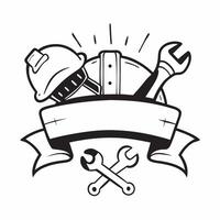 Construction Helmet Border with Tools and Honoring Labor Day Wording concept as A striking border frame featuring a construction helmet and various tools symbolizing the hard work Clean vector