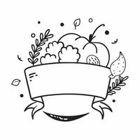 Cornucopia Border with Fruits and Happy Harvest Wording concept as A vibrant border frame featuring a cornucopia overflowing with fruits vegetables and autumn leaves The words Hap Clean vector