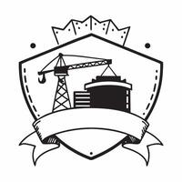 Construction Site Border with Crane and Labor Day Honors Wording concept as A vibrant border frame featuring a construction site with a crane symbolizing the hard work and dedicati Clean vector