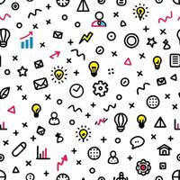 seamless pattern with icons and symbols white background vector