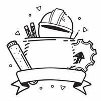 Construction Helmet and Blueprints Border with Honoring Labor Day Wording concept as A striking border frame featuring a construction helmet and blueprints symbols of construction Clean Set 3 vector