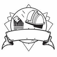 Construction Helmet and Blueprints Border with Honoring Labor Day Wording concept as A striking border frame featuring a construction helmet and blueprints symbols of construction Clean Set 2 vector