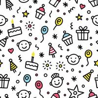 seamless pattern with birthday party icons white background vector