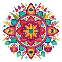 colorful mandala design with a circular pattern white background vector