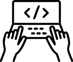 Closeup woman hands coding HTML and programming on laptop symbolizes development innovation and workplace tech proficiency concept as Highlights the role of technical expertise an Clean vector