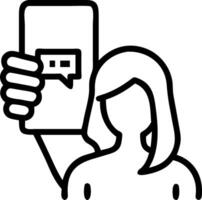Closeup woman holds smartphone with blank chat box symbolizes flexibility and user engagement in digital communication concept as Highlights adaptability of messaging systems and Clean vector