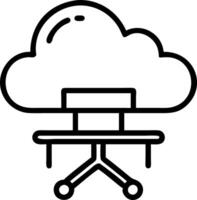 Cloud computing icon on futuristic table for data transmission storage backup and network service solutions enabling agile business concept as Illustration underscores secure scal Clean vector