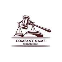 a judge's gavel and scales logo design white background vector