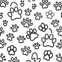seamless paw prints pattern white background vector