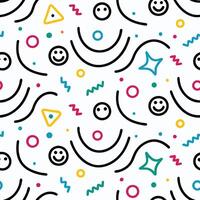 seamless pattern with colorful smiley faces white background vector