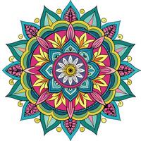a colorful flower design with circular center white background vector