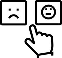 Close up customer hand choosing sad face on wood cube with blurred smiley icon symbolizing service rating and satisfaction concept concept as Highlights service feedback and evalu Clean Set 2 vector