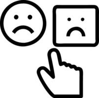 Close up customer hand choosing sad face on wood cube with blurred smiley icon symbolizing service rating and satisfaction concept concept as Highlights service feedback and evalu Clean vector