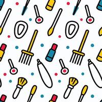 seamless pattern with various tools and accessories white background vector