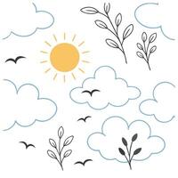 Clear blue sky seamless tile pattern with soft clouds and bright sunlight symbolizing a new day in spring concept as Clear blue skies with soft clouds and bright sunlight create a Clean vector