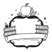 Classroom Chalkboard Border with Books and Back to School Wording concept as A charming border frame featuring a classroom chalkboard stacks of books and apples The words Back to Clean Set 6 vector
