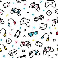 seamless pattern with game controllers other item white backgrounds vector