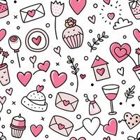 a seamless pattern with hearts other items white background vector
