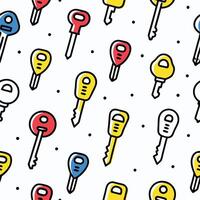 seamless pattern with keys and key rings white background vector