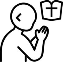 Christian life crisis prayer to god showing man praying for gods blessing wishing for better life holding hands praying with Bible believing goodness holding hands in prayer eyes c Clean vector