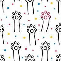 a seamless pattern with paw prints and dots white background vector