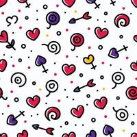 seamless pattern with hearts arrows white background vector