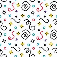 a colorful pattern with various shapes and letters white background vector