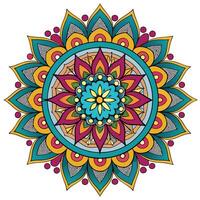 a colorful mandala design with a flower in the center white background vector