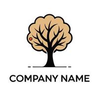a tree logo with a red apple on it white background vector
