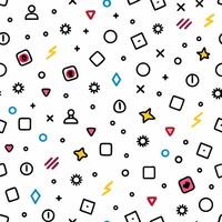a colorful pattern with geometric shapes and symbols white background vector