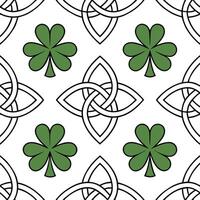 Celtic knots and shamrocks seamless tile pattern with green hues and traditional designs for Irish decor concept as Traditional Celtic knots and shamrocks arranged seamlessly with Clean Set 2 vector