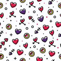 seamless pattern with hearts arrows, white background vector