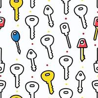 seamless pattern with keys and keyholes illustration white background vector