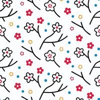 a pattern with flowers and leaves white background white background vector