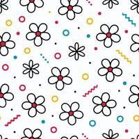 a pattern with flowers and dots on white background white background vector