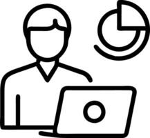 Businessman works on laptop Showing business analytics dashboard with charts metrics and KPI to analyze performance and create insight reports for operations management Data analy Clean vector