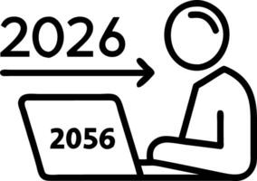 Businessman works on laptop Showing 2026 business trends dashboard with charts metrics AI E commerce KPI analytical businessperson planning business growth 2026 New Year Future b Clean vector