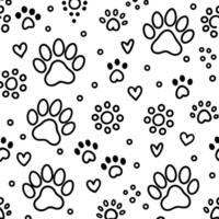 seamless pattern with paw prints and, white background vector