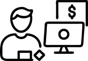 Businessman using computer to concept of fund financial investment management portfolio diversification concept as Businessman manages financial investments on computer focusing o Clean Set 3 vector