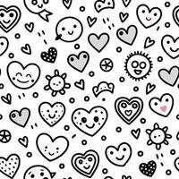 seamless pattern with hearts and suns white background vector