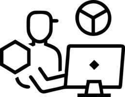 Businessman using computer for NFT non fungible token crypto art blockchain technology concept concept as Businessman utilizing computer for NFT creation engaging in crypto art and Clean vector