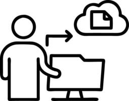 Businessman using computer for backup storage data Internet technology concept for backup online documentation database and digital file storage system or software file access doc Clean vector
