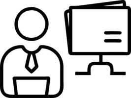 Businessman using computer for document management within Enterprise Resource Planning ERP system illustrating ERP concepts concept as Businessman managing documents on computer Clean vector