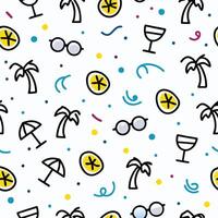 a seamless pattern with palm trees, glasses and umbrellas white background vector