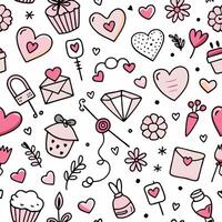 seamless pattern withflowers and other items white background vector